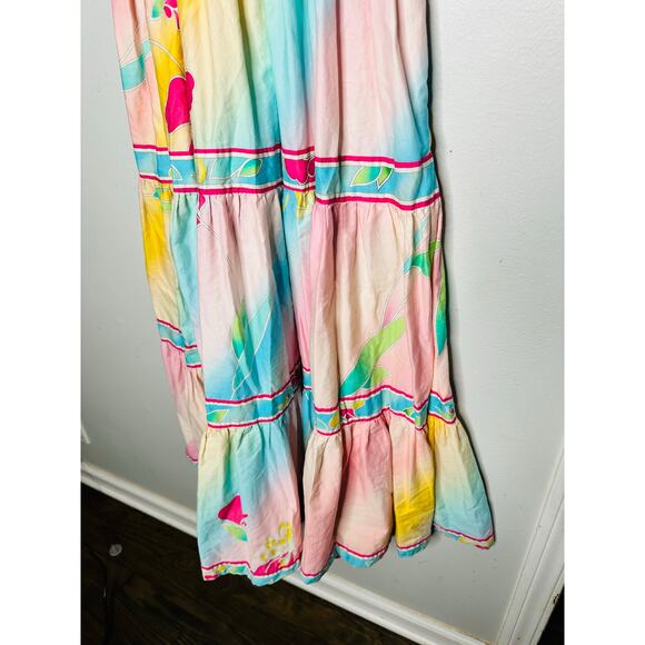 HUNTER BELL Multicolored Floral Rita Gradient Empire Waist Flowy Midi Dress XS - Picture 11 of 13